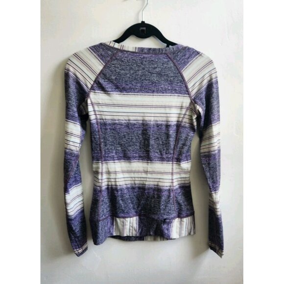 Lululemon Race Your Pace Long Sleeve Osaka Stripe Heathered Black Grape size 4 - Picture 4 of 7